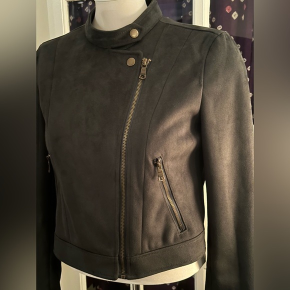 Banana Republic faux suede jacket in dark green - Picture 4 of 9